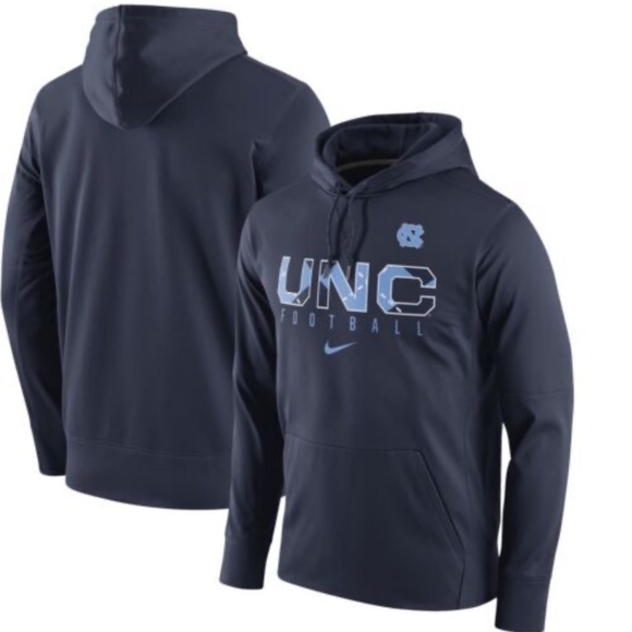 Nike UNC Football Hoodie Sweatshirt Navy Carolina Blue Therma-Fit Men Small NWOT - Picture 1 of 5